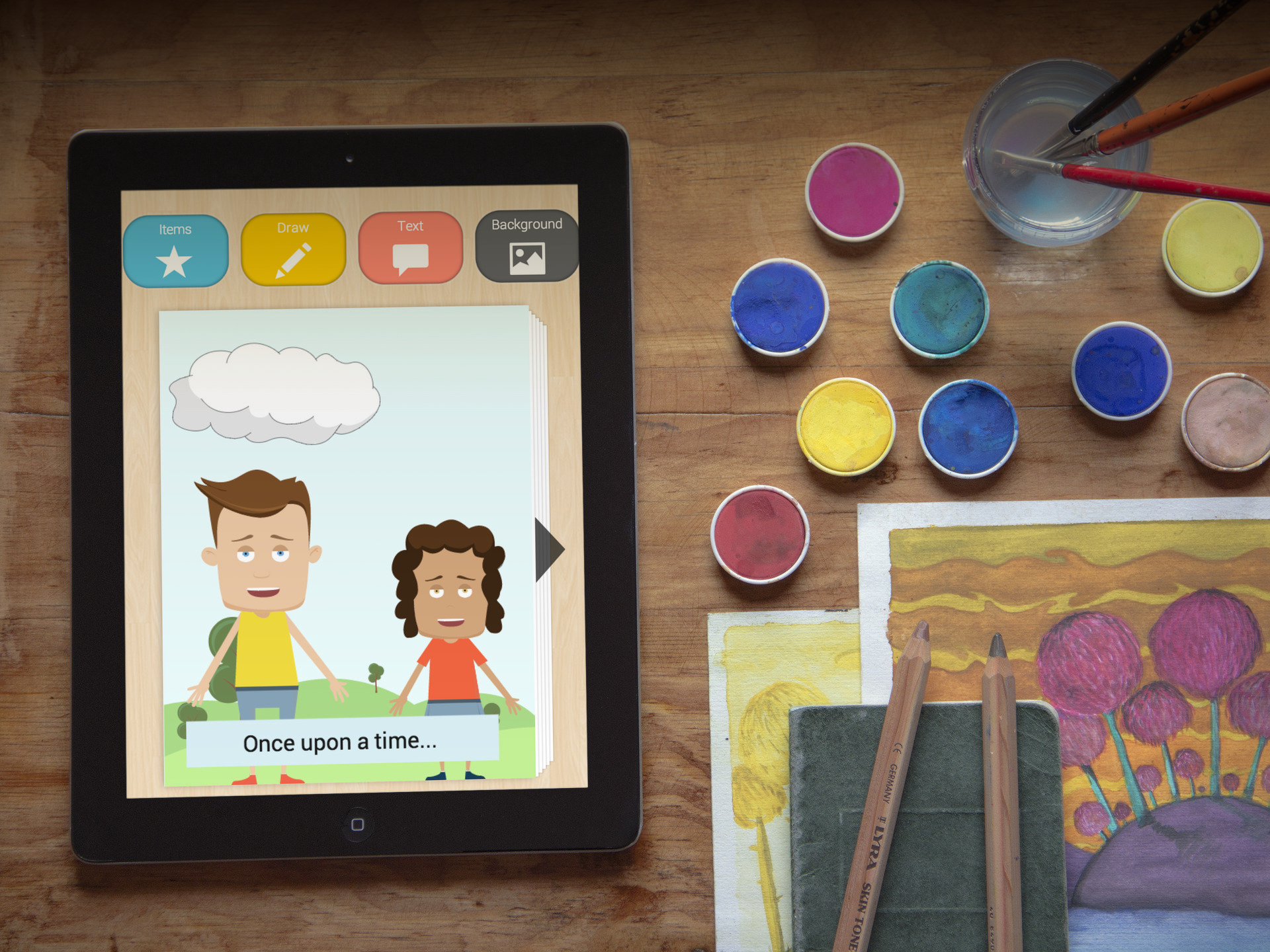 screenshot of heading and illustration on mystorybook landing page