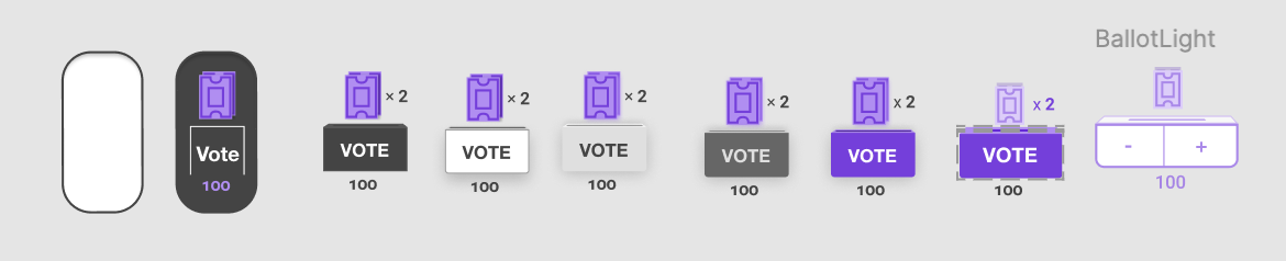 several design iterations for a voting UI